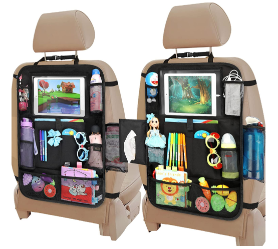 Great Travel Accessory for Kids Eco Friendly Materials Reinforced Corners Smartwhiz Car Back Seat Organizer with Larger Protection & Storage Compartments Including iPad Holder Camouflage 